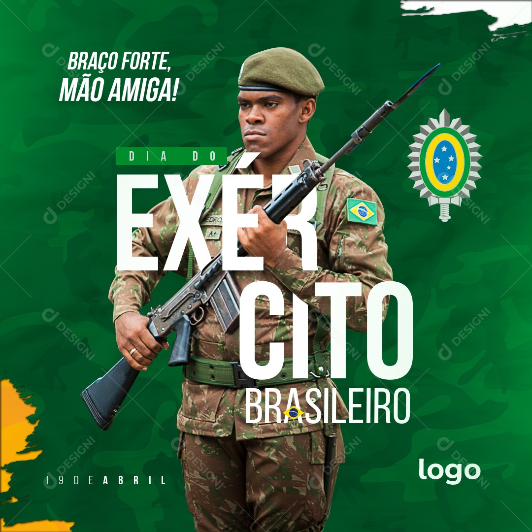 Social Media Exercito Brasileiro Braço Forte Mão Amiga PSD Editável