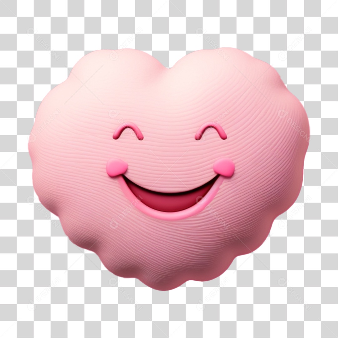 Elemento 3D Coração Rosa PNG Transparente