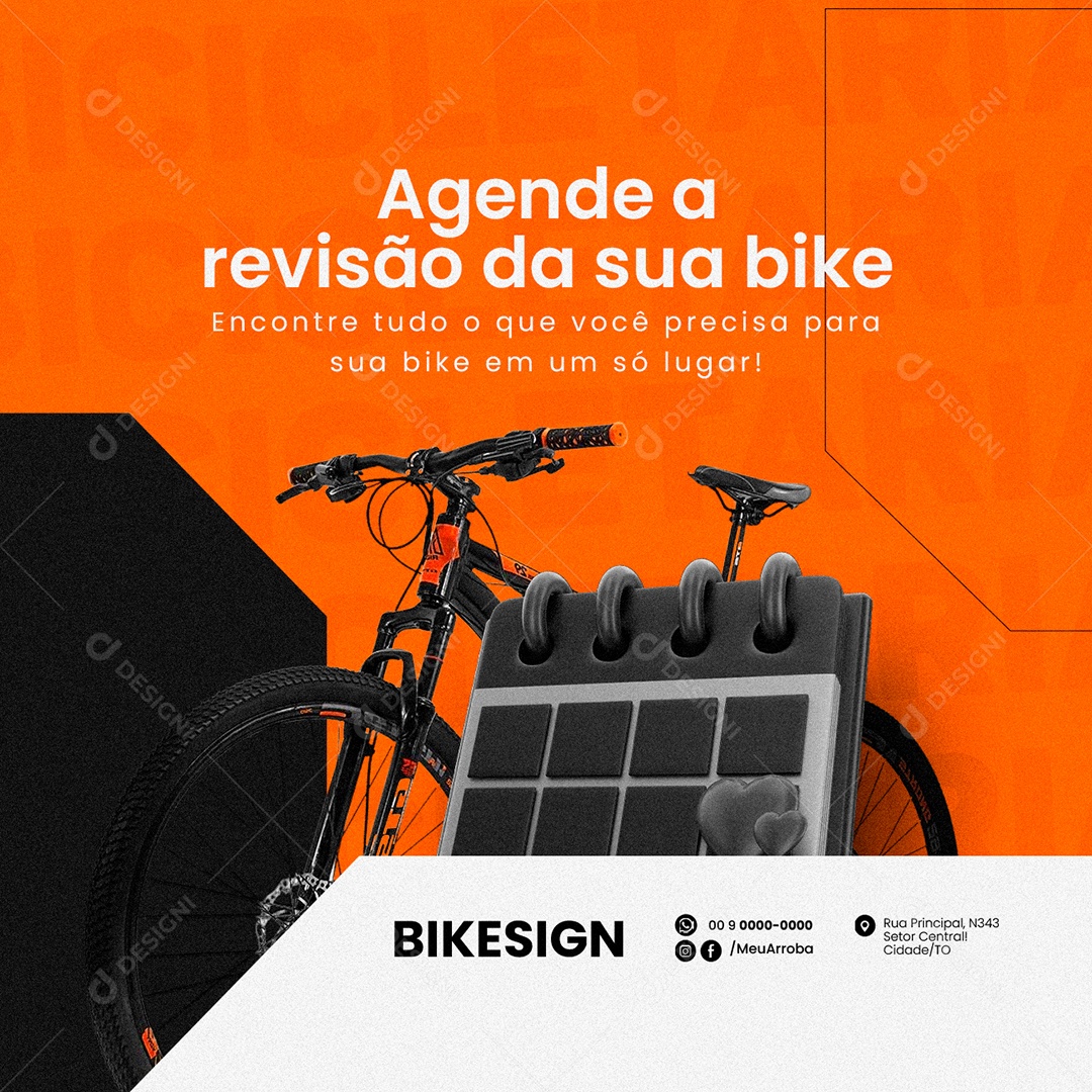 Agenda A Revisão Da Sua Bike Bicicletaria Social Media PSD Editável