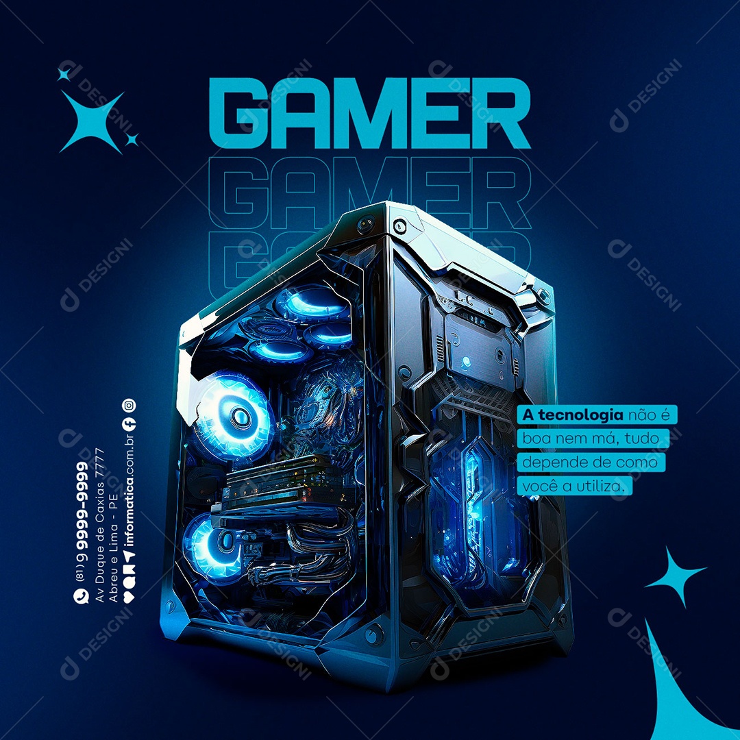 Gamer A Tecnologia Não É Boa Nem Má Informática Social Media PSD Editável