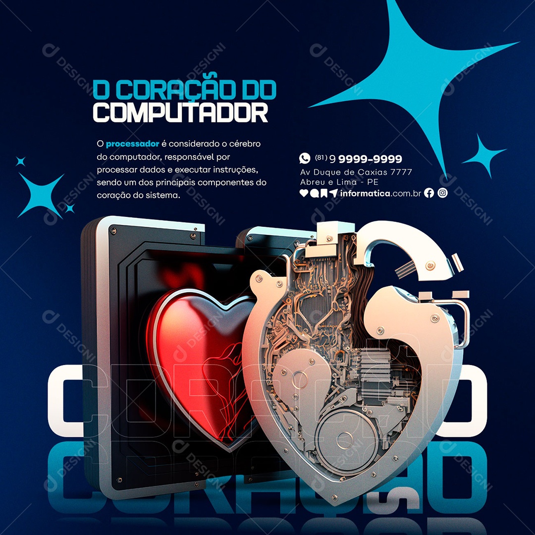 O Coração Do Computador Informática Social Media PSD Editável