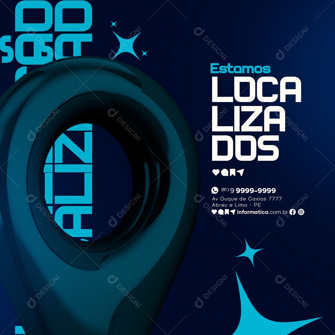 Estamos Localizados Informática Social Media PSD Editável