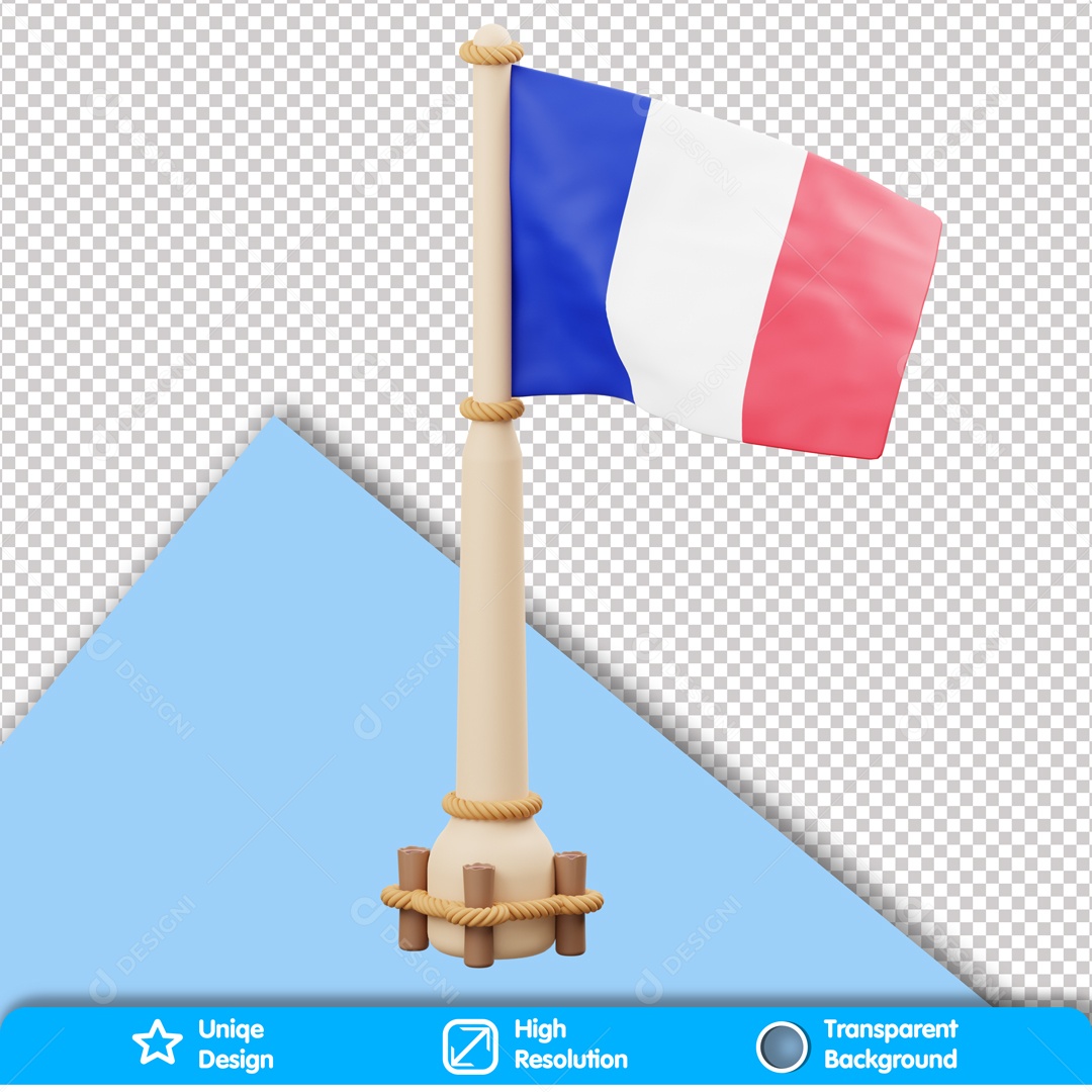 Bandeira Da França Elemento 3D Para Composição PSD