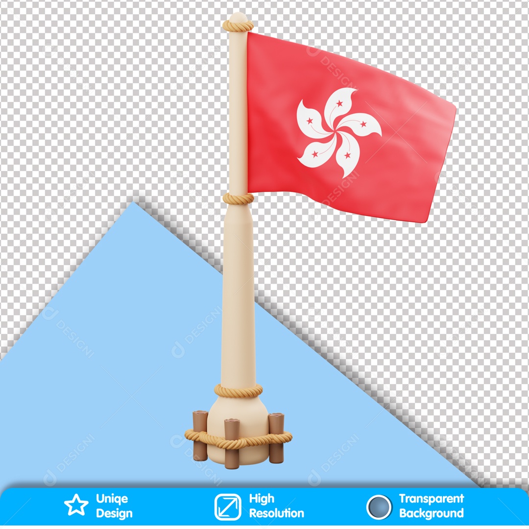 Bandeira De Hong Kong Elemento 3D Para Composição PSD