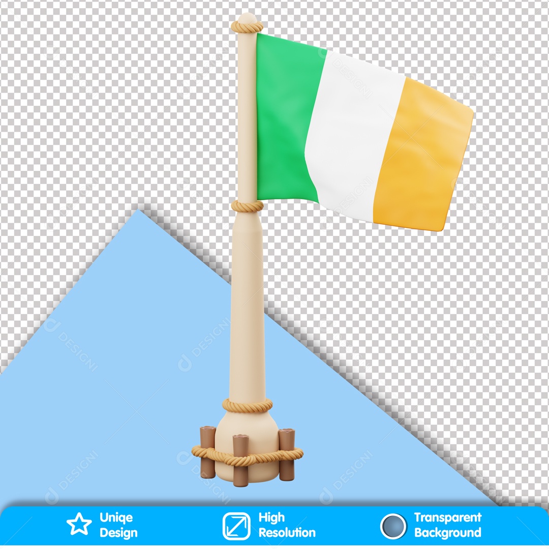Bandeira Da Irlanda Elemento 3D Para Composição PSD