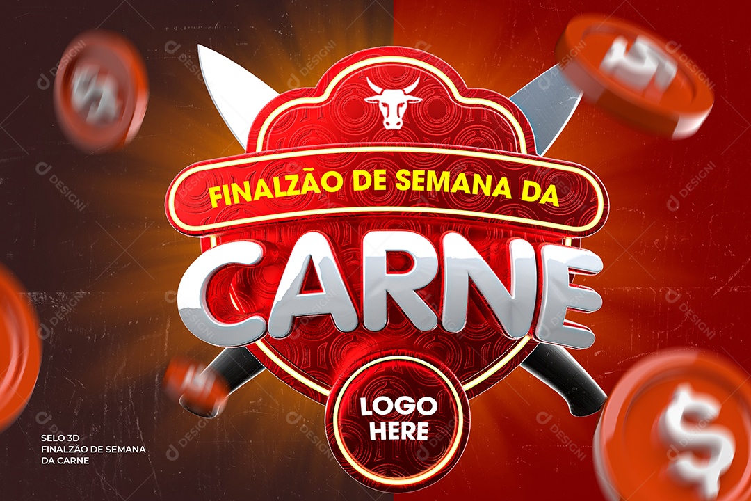 Selo 3D Para Composição Finalização de Semana da Carne PSD