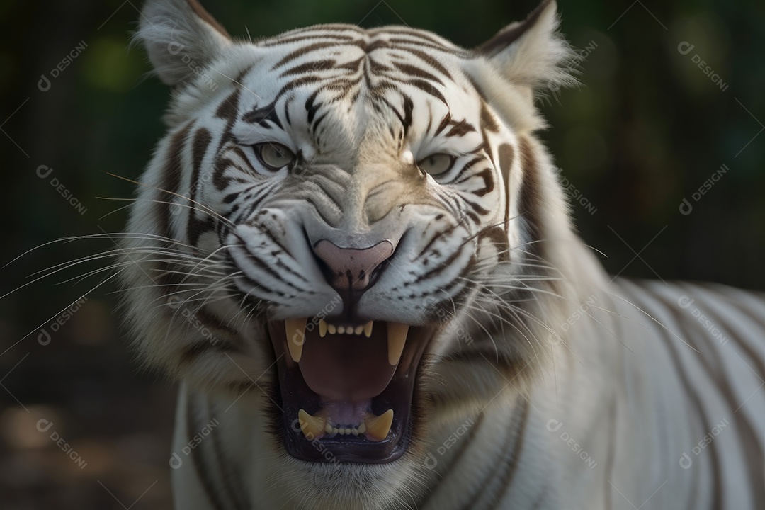 Tigre furioso sob fundo de uma selva