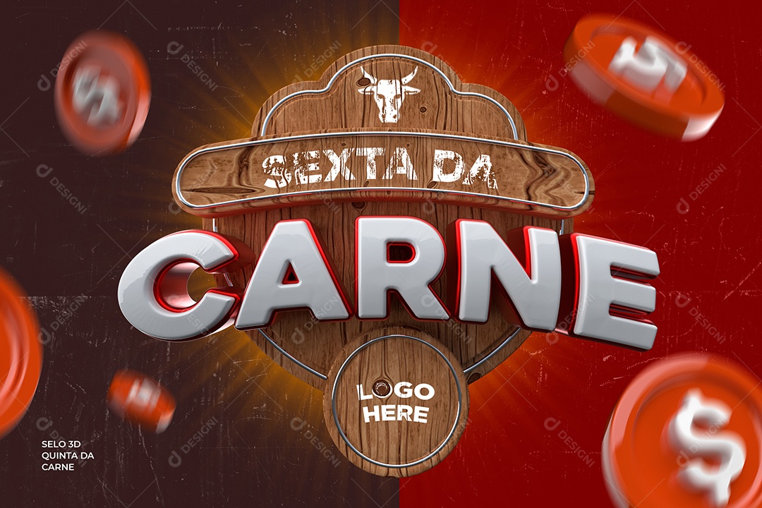 Selo 3D Para Composição Sexta da Carne PSD
