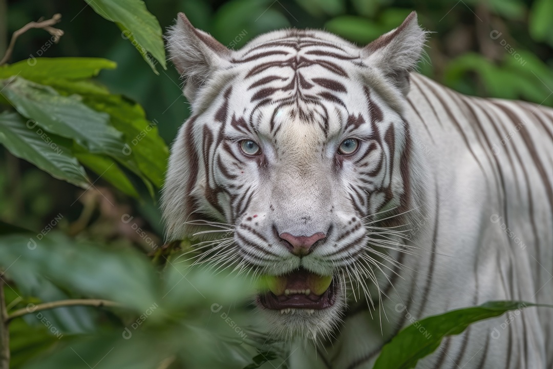 Tigre furioso sob fundo de uma selva
