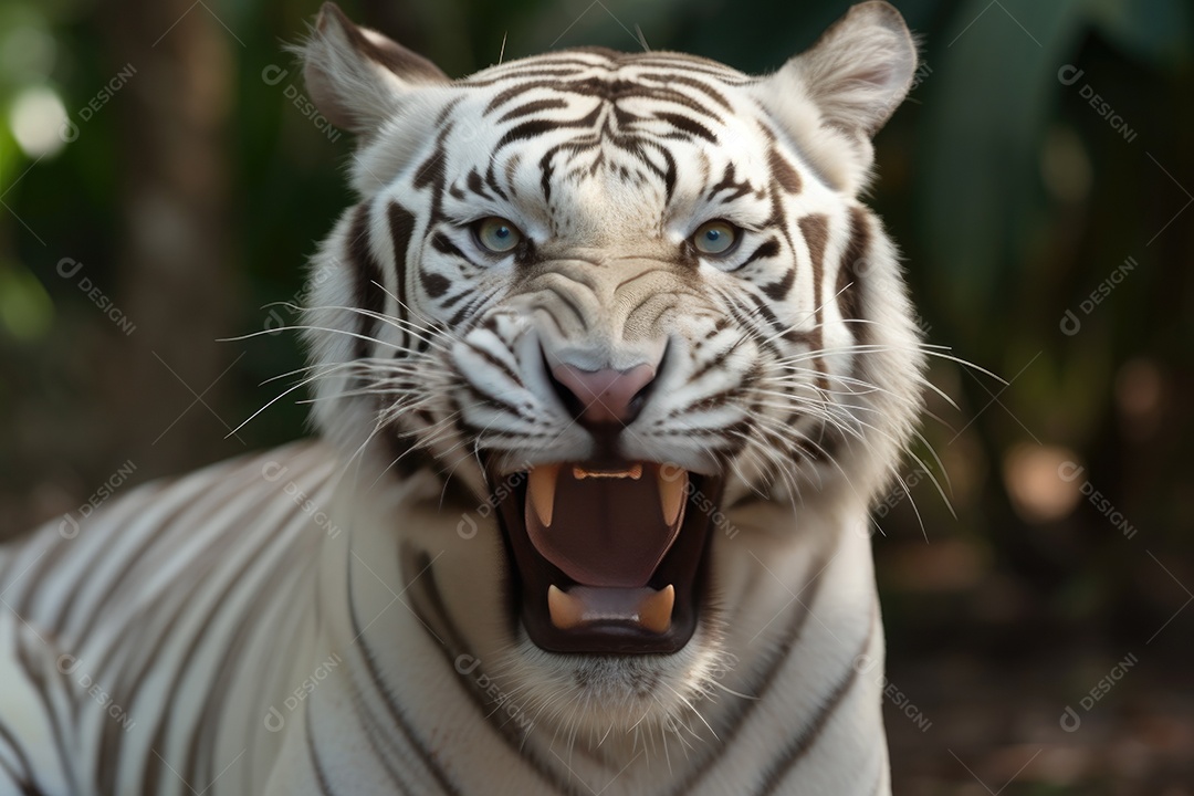 Tigre furioso sob fundo de uma selva