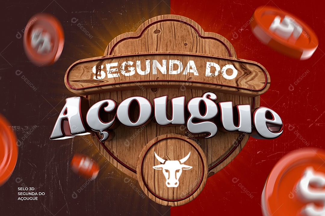Selo 3D Para Composição Segunda do Açougue PSD