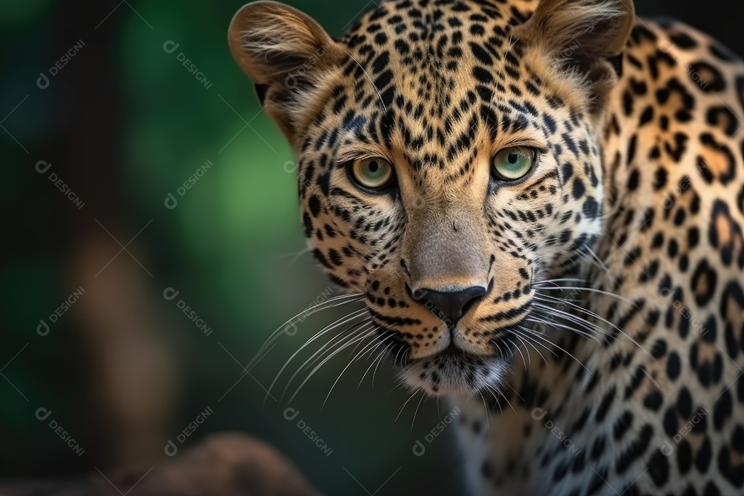 Lindo leopardo olhando para a câmera