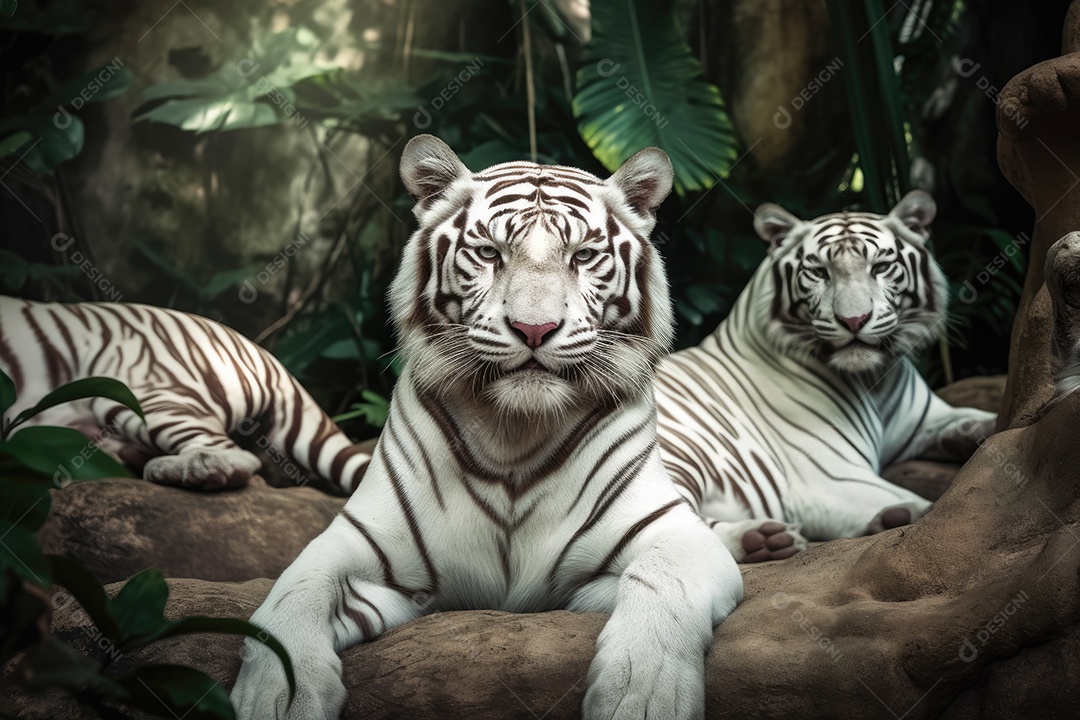 Tigres branco forte olhando para a câmera