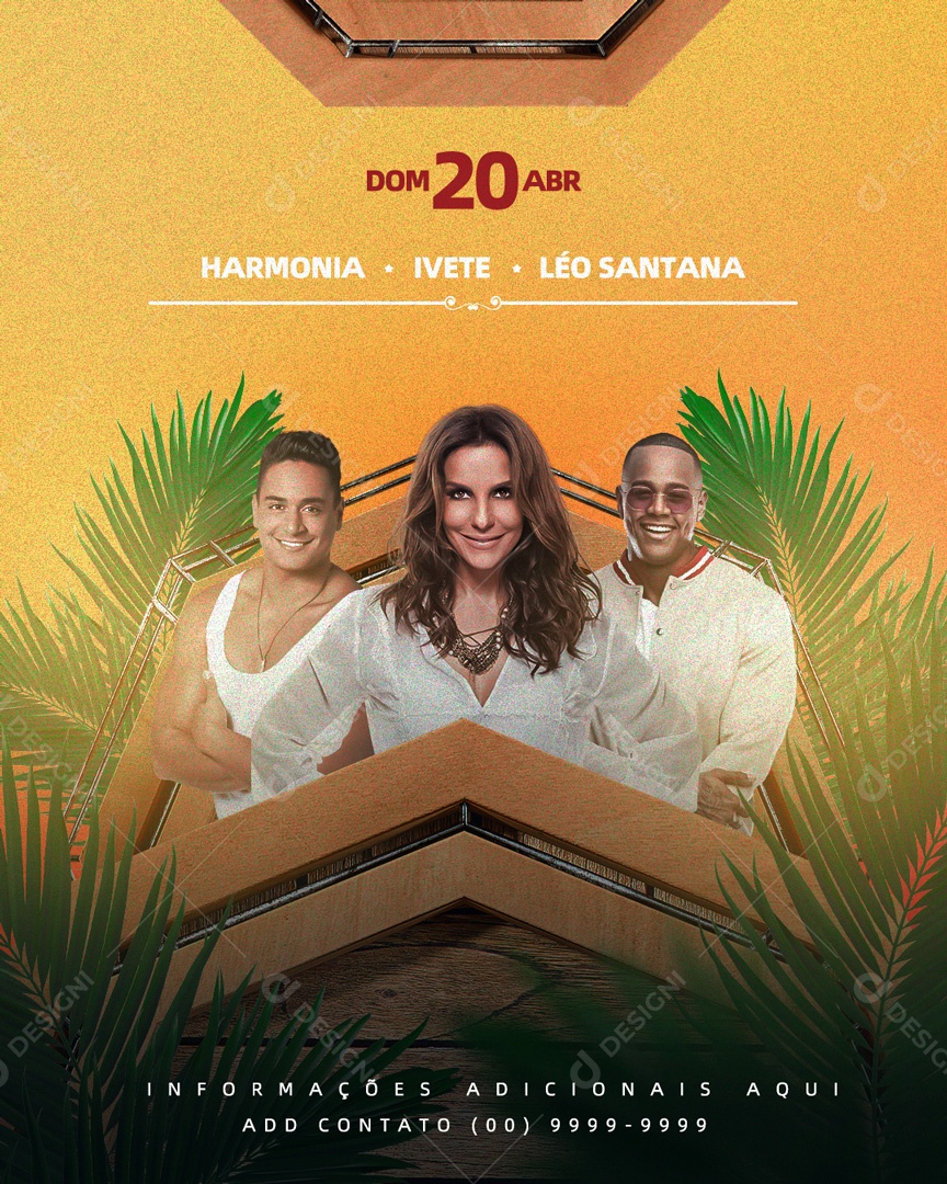 Flyer Show Harmonia, Ivete e Léo Santana Social Media PSD Editável