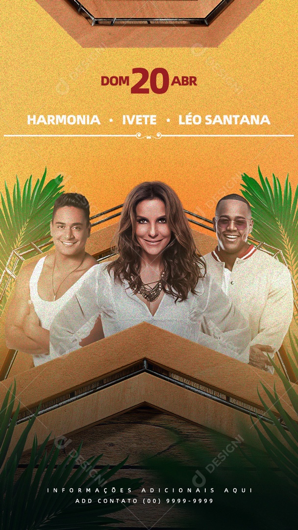 Flyer Show Harmonia, Ivete e Léo Santana Story Social Media PSD Editável