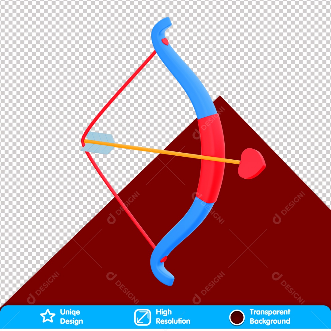 Elemento 3D Arco E Flexa Coração Para Composição PSD