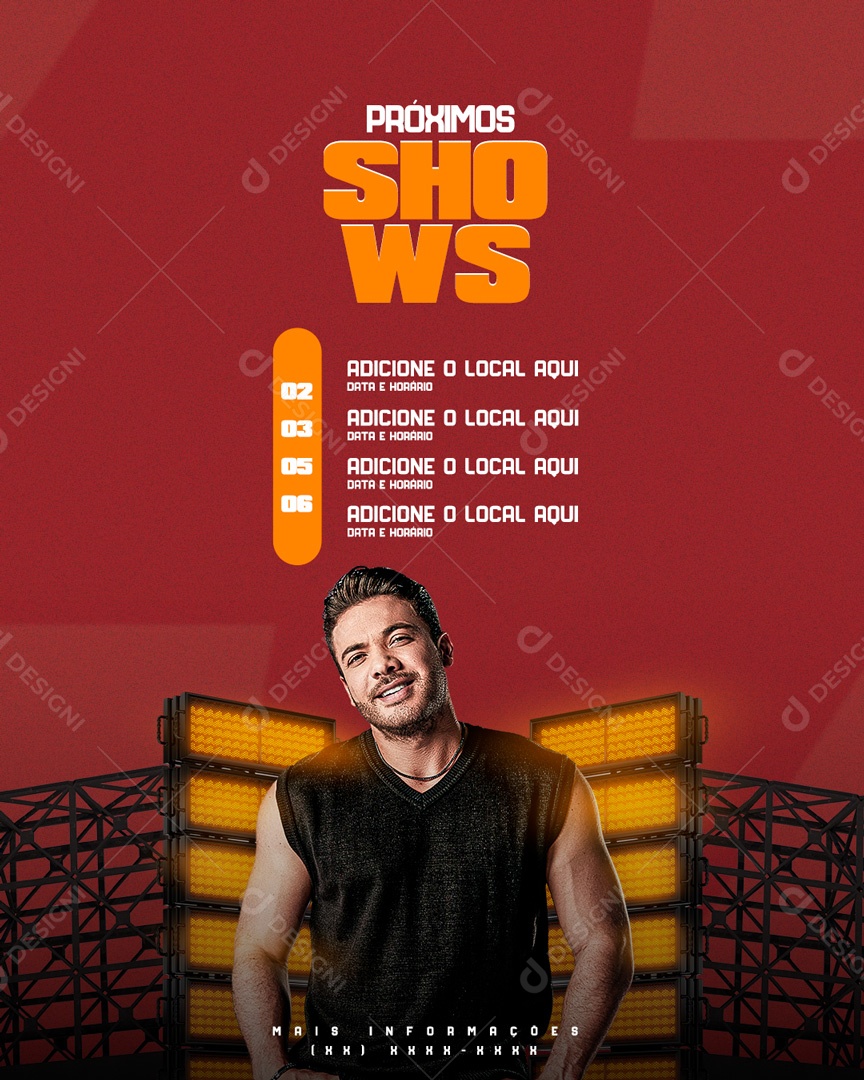 Flyer Agenda Próximos Shows Cantor Wesley Safadão Social Media PSD Editável