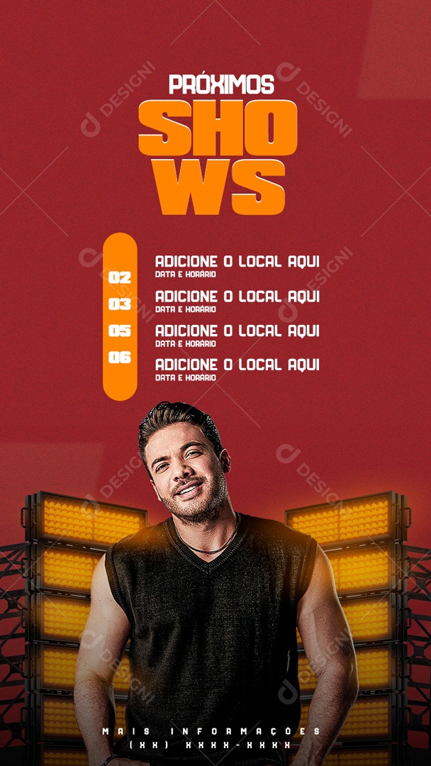 Flyer Agenda Próximos Shows Cantor Wesley Safadão Story Social Media PSD Editável