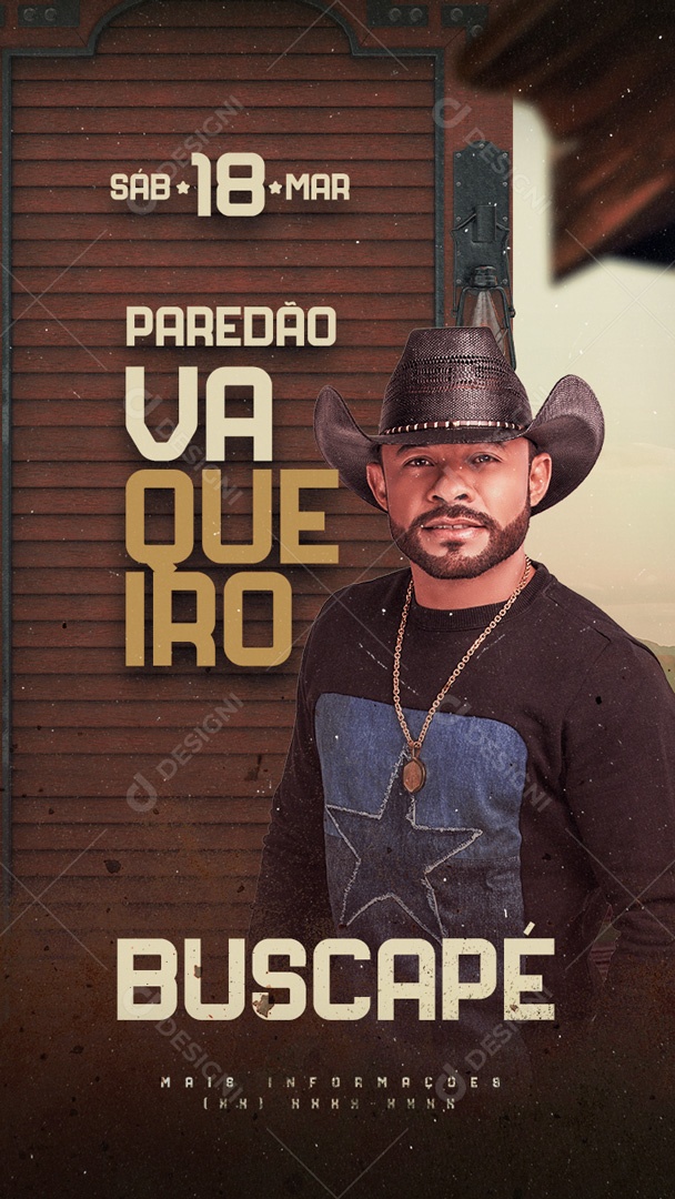 Flyer Show Cantor de Vaquejada Story Social Media PSD Editável