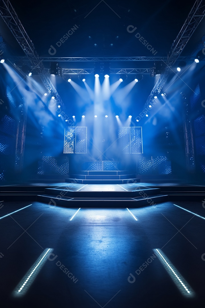 Cenário de um palco com luzes ao fundo