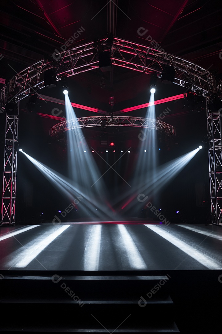 Cenário de um palco com luzes ao fundo