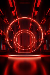 Cenário de um palco com luzes ao fundo