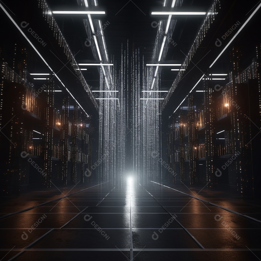 Cenário de um palco com refletores