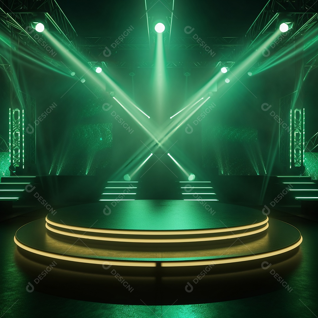Cenário de um palco com refletores