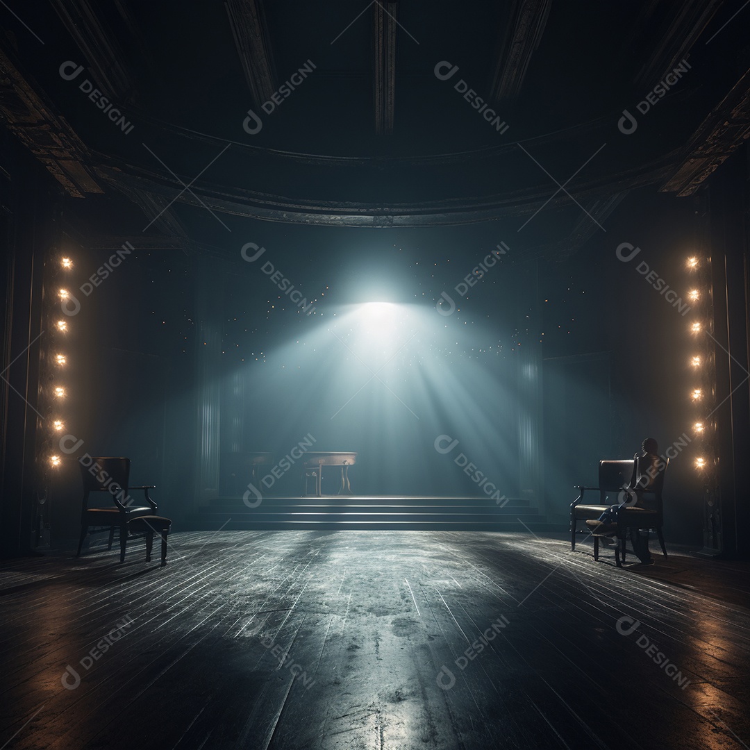 Cenário de um palco com refletores