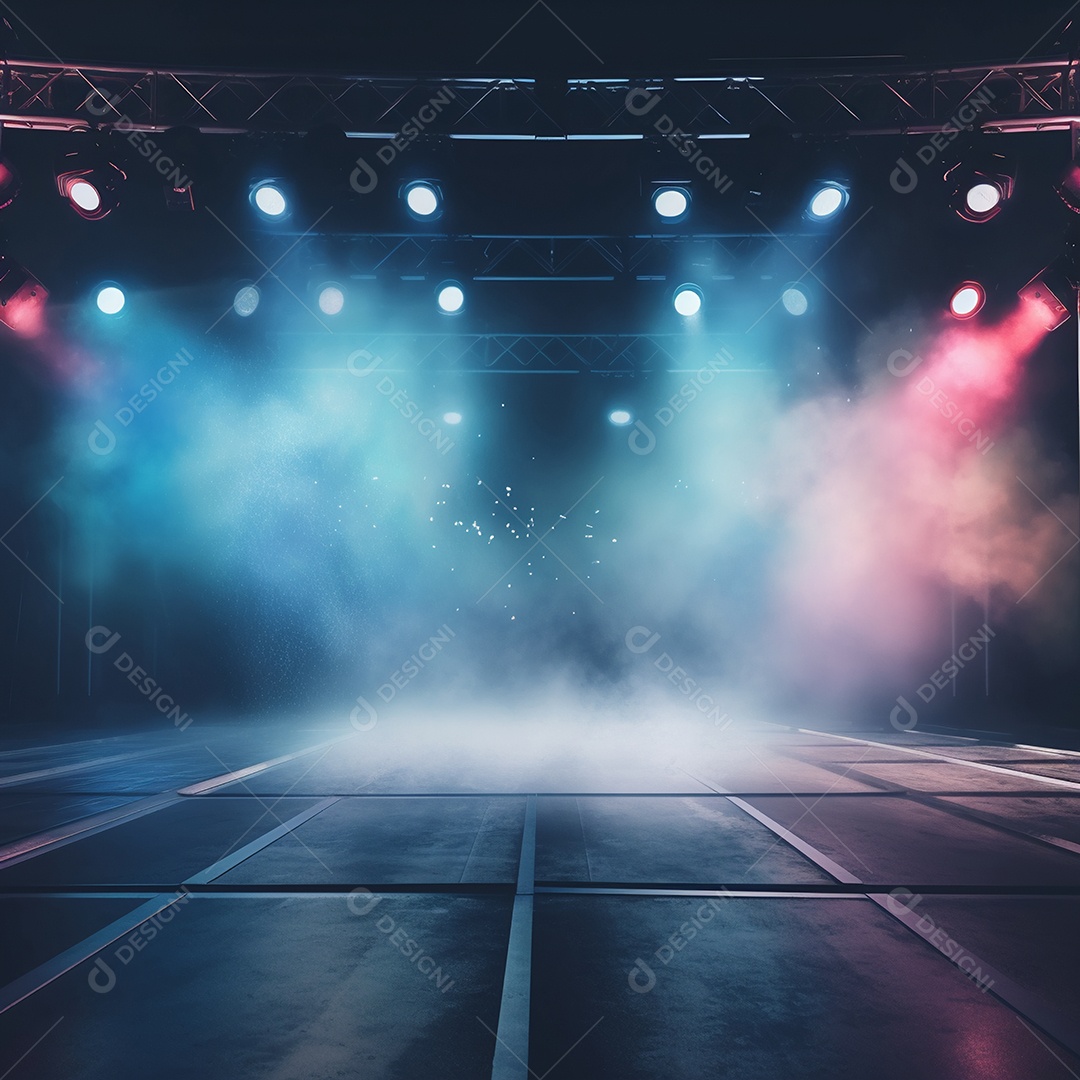 Cenário de um palco com refletores