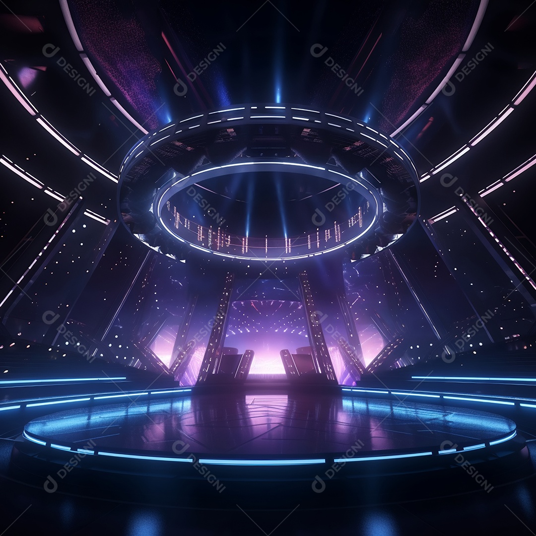 Cenário de um palco com refletores