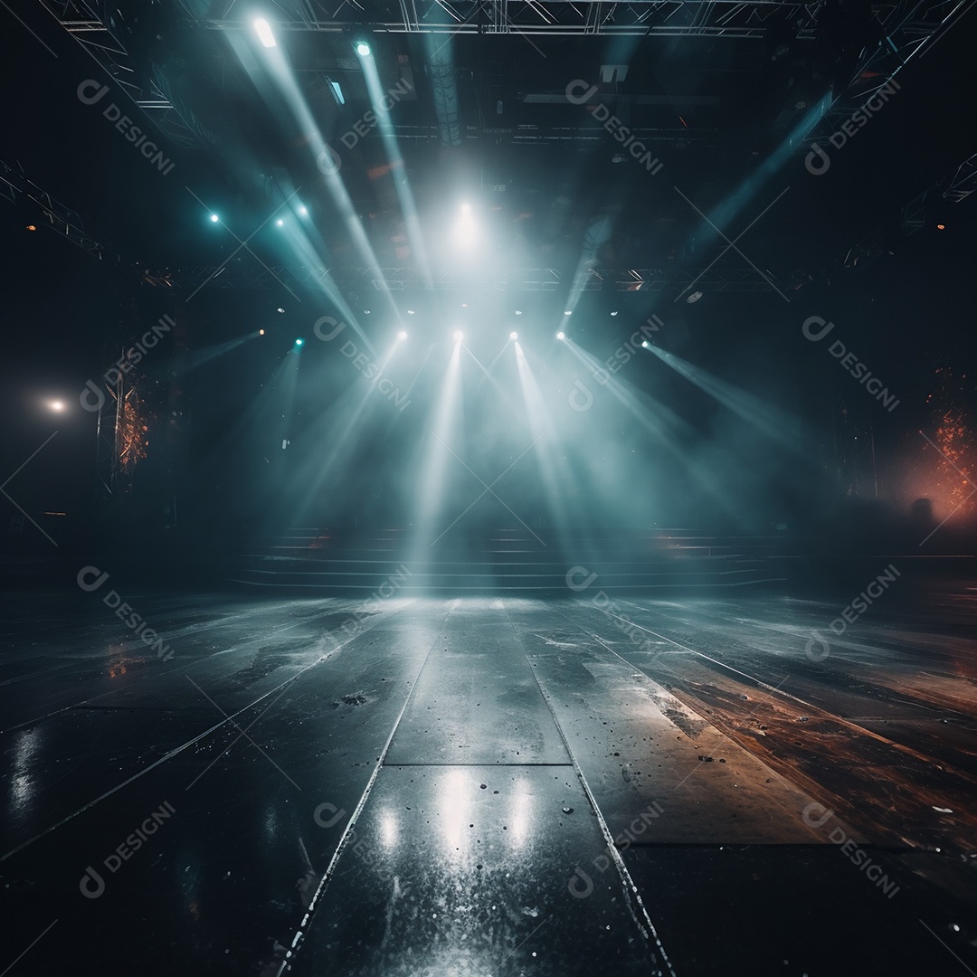 Cenário de um palco com refletore