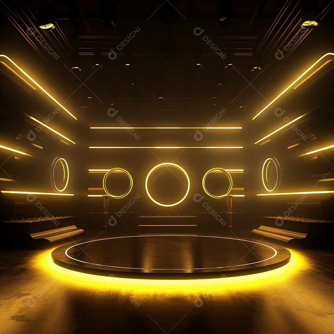 Cenário de um palco com refletores
