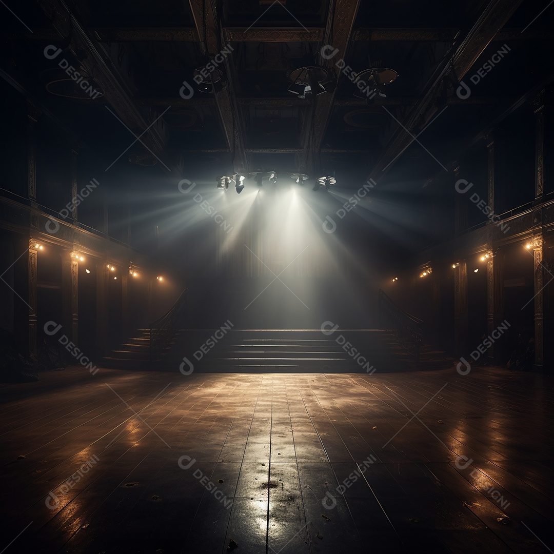 Cenário de um palco com refletores