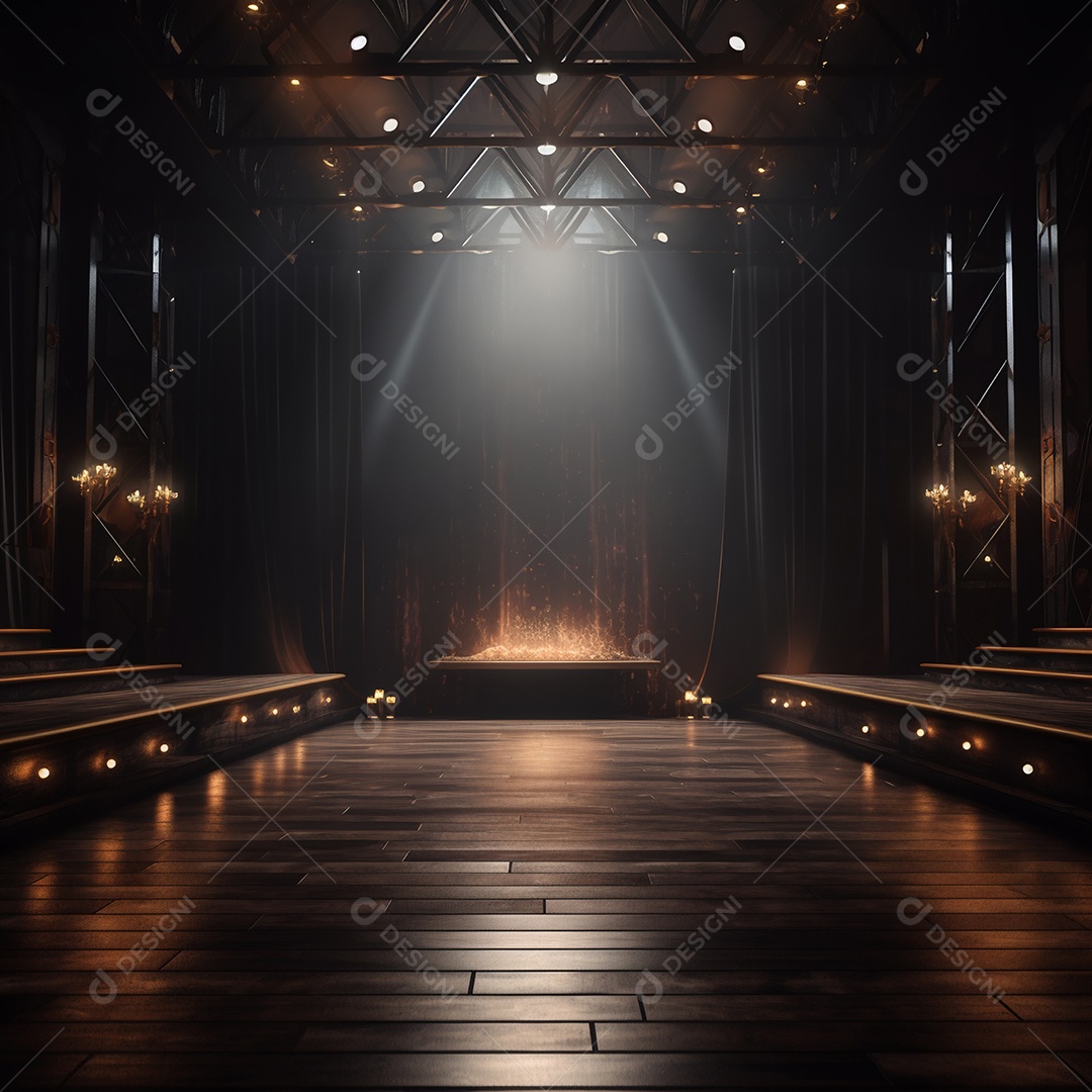 Cenário de um palco com refletores