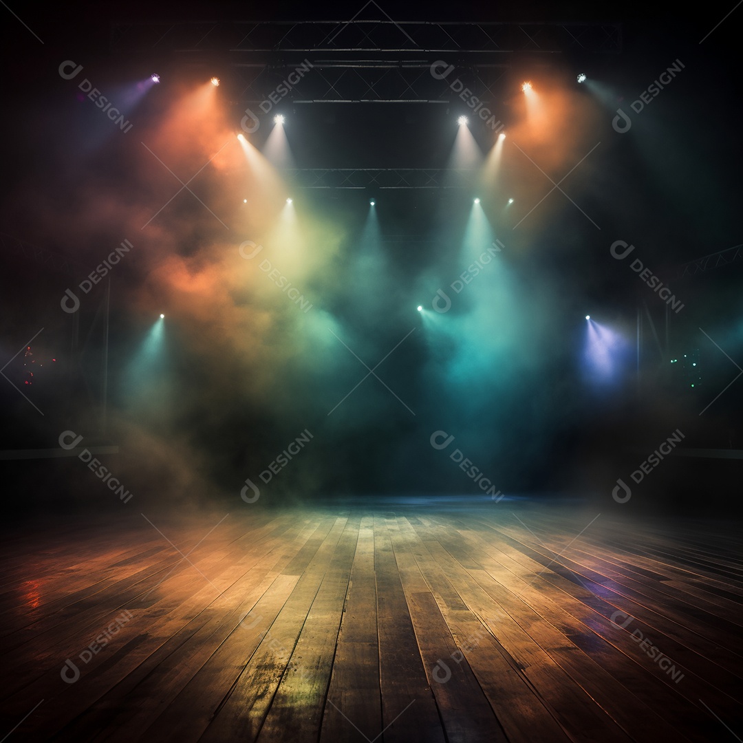 Cenário de um palco com refletores