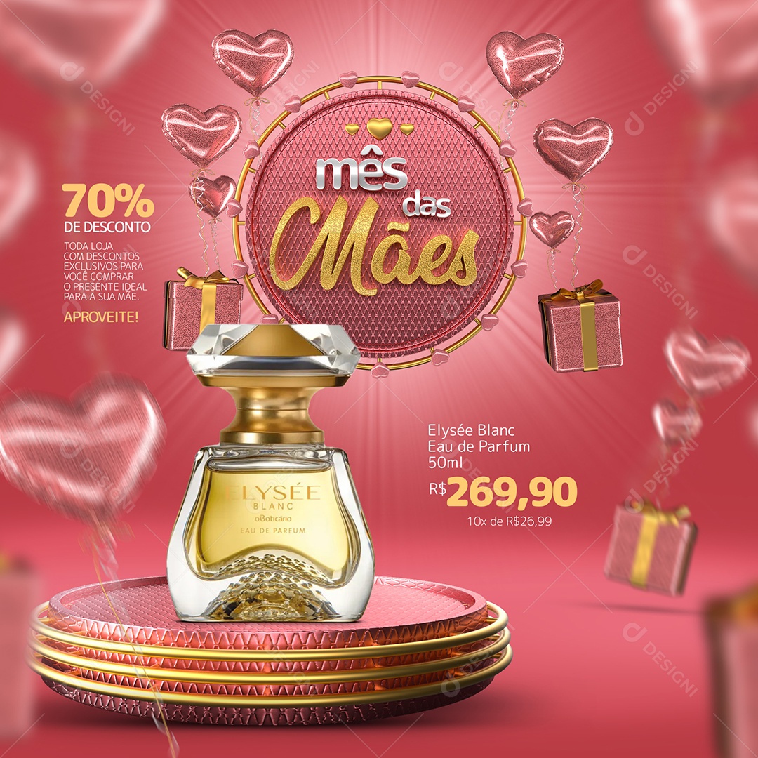 Social Media Feed Dia Das Mães Perfumaria PSD Editável