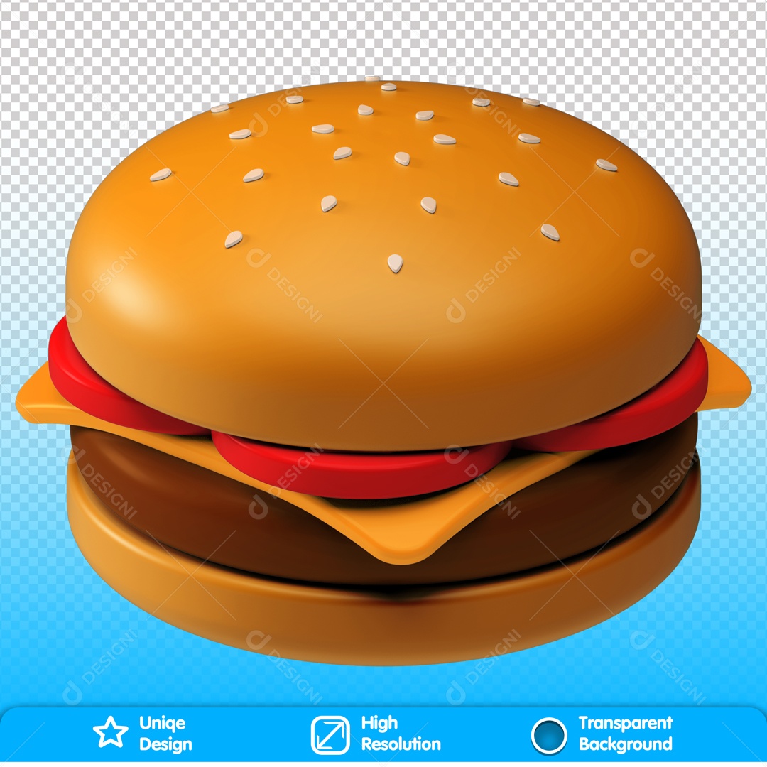 Hamburguer Elemento 3D Para Composição PSD