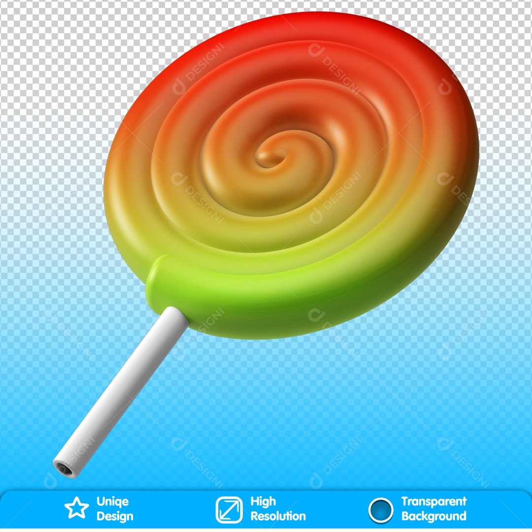 Pirulito Colorido Caracol Elemento 3D Para Composição PSD