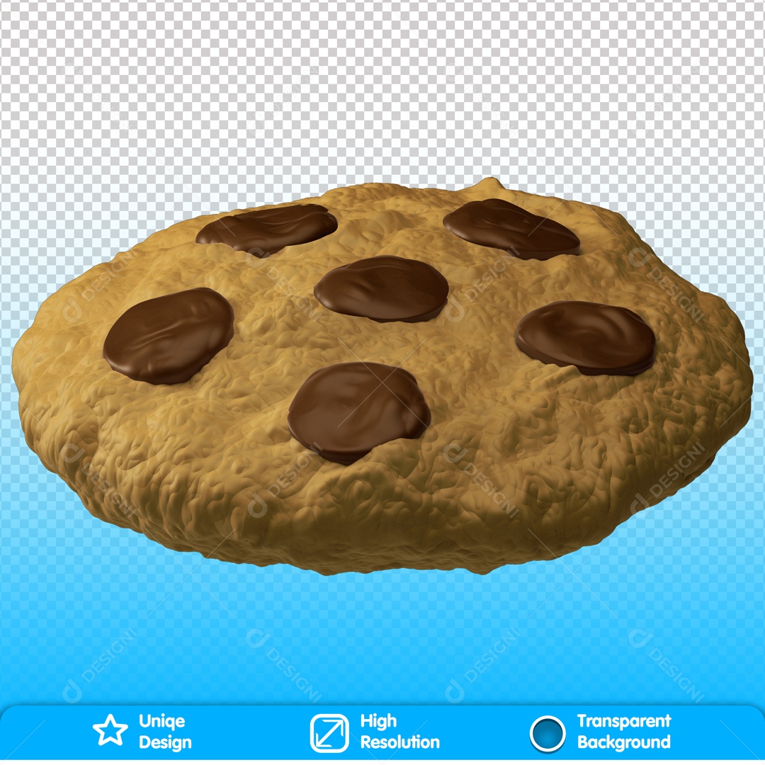 Cookies De Chocolate Com Gotas Elemento 3D Para Composição PSD