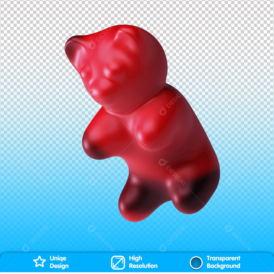 Elemento 3D Urso Vermelho E Preto Para Composição PSD