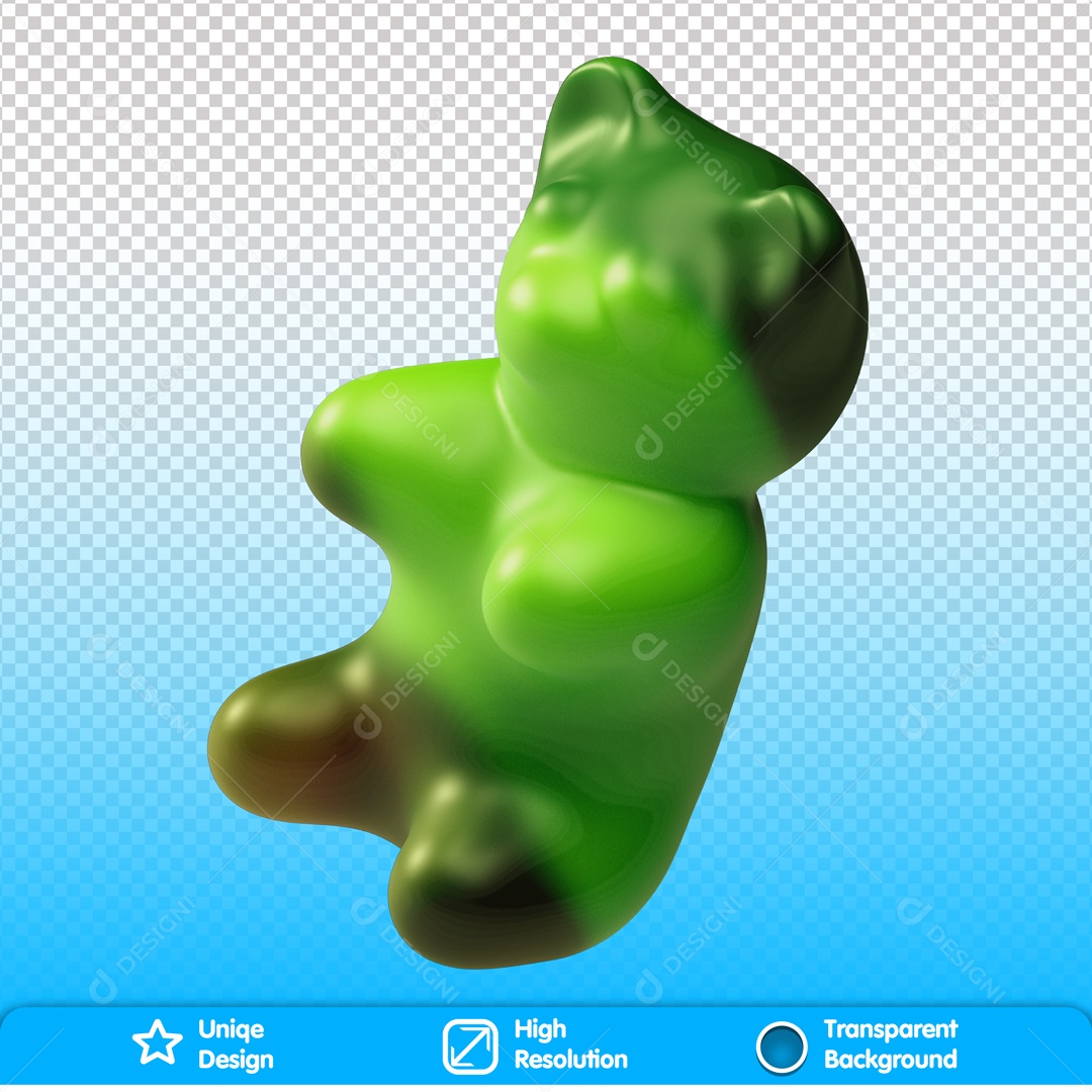 Elemento 3D Urso Verde E Preto Para Composição PSD