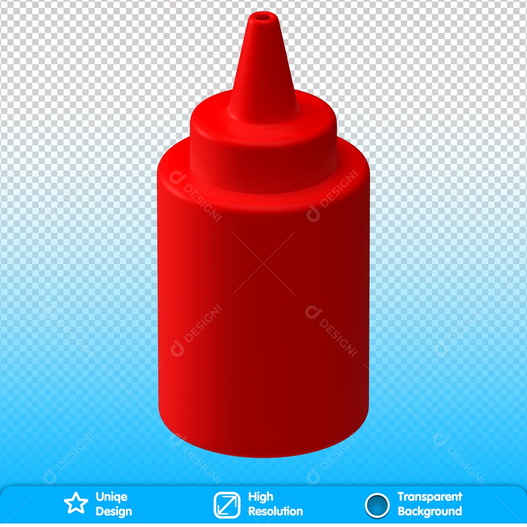 Bisnaga Vermelha Ketchup Elemento 3D Para Composição PSD