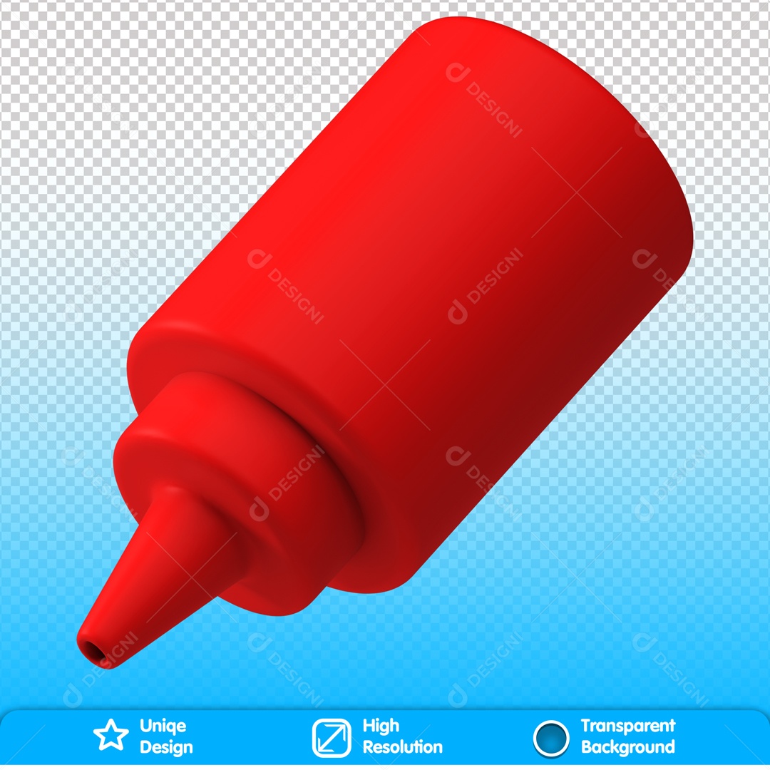 Ketchup Red Tube 3D Element For PSD Composition