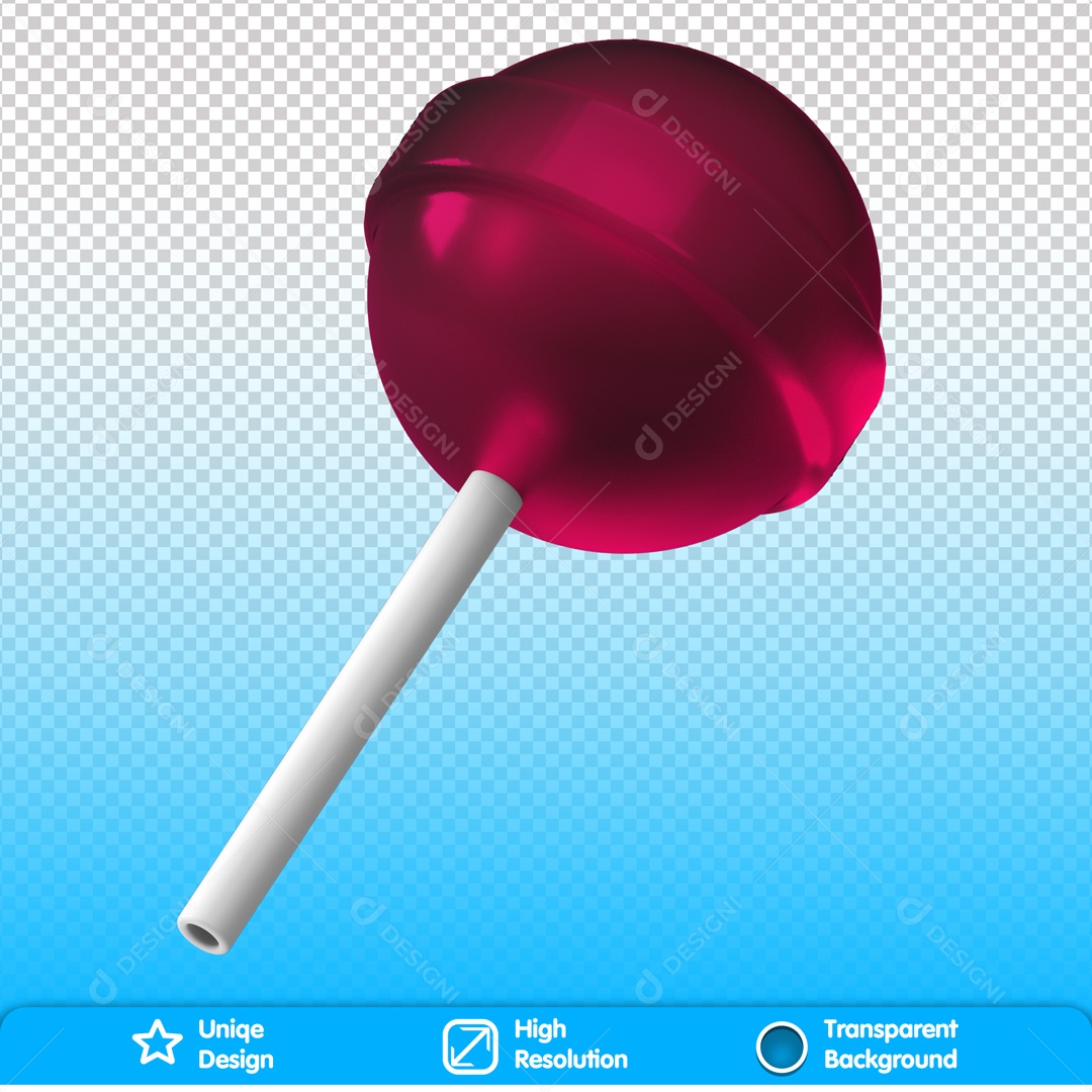 Pirulito Vermelho Elemento 3D Para Composição PSD