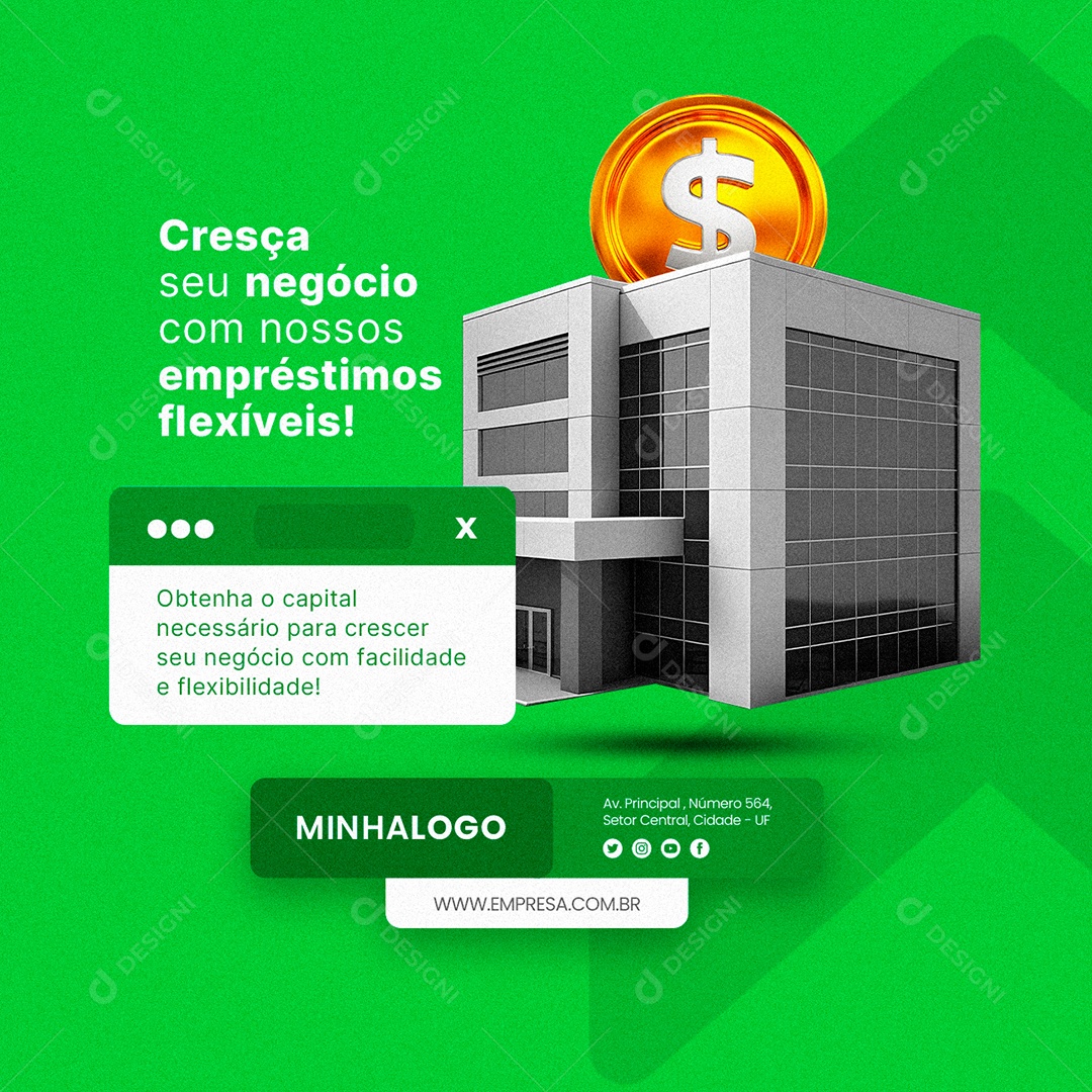 Cresça Seu Negócio Com Nossos Empréstimos Flexíveis Financiamento Social Media PSD Editável