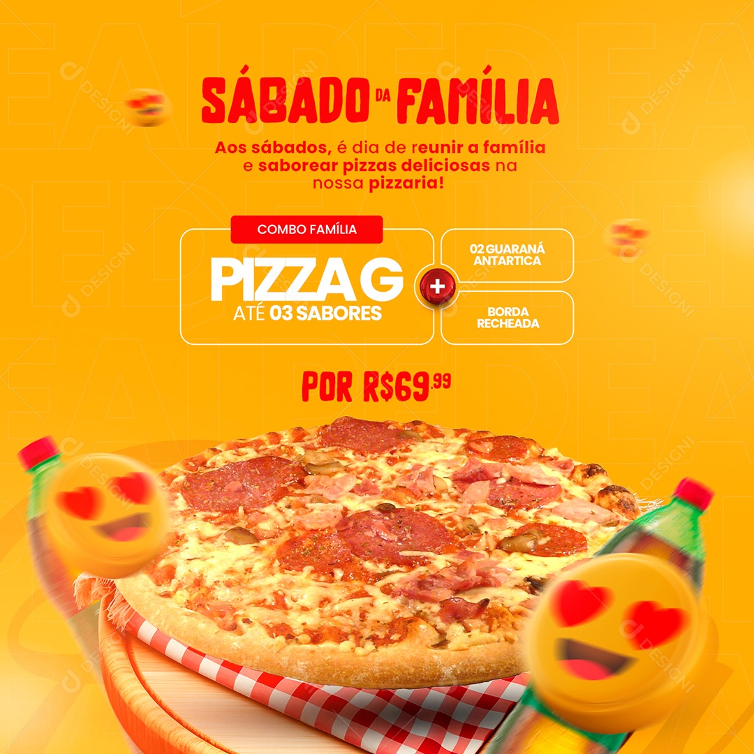 Sábado Da Família Combo Família Pizza G Até 3 Sabores Por 69,00 Pizzaria Social Media PSD Editável