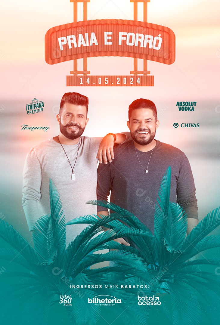 Praia E Forró Flyer Douglas & Vinicius Social Media PSD Editável