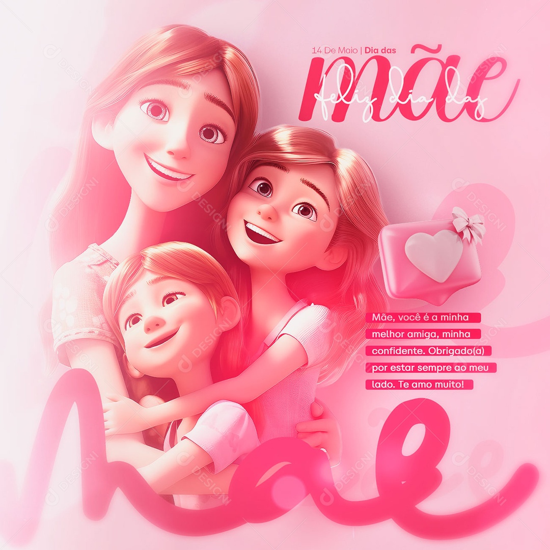 Mãe Você é a Minha Melhor Amiga Feliz Dia Das Mães Social Media PSD Editável