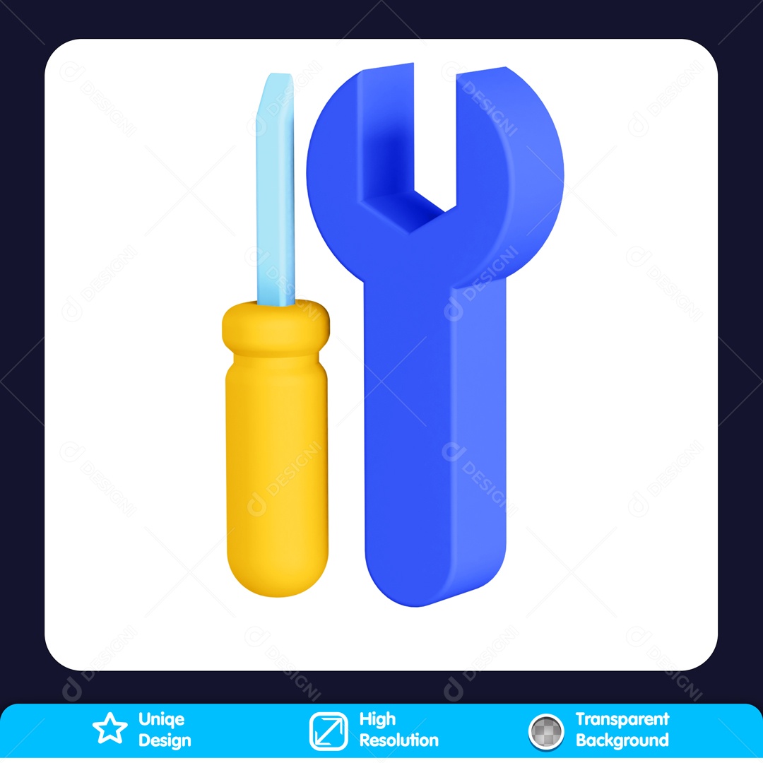 Icone 3D Ferramentas Fenda Chave De Boca Para Composição PSD